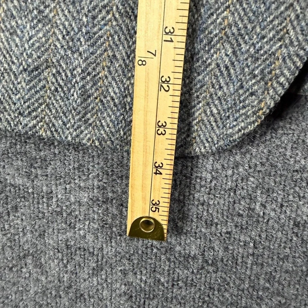 Vintage Harris Tweed Gray Herringbone 100% Wool Blazer Old Money Size 42L
